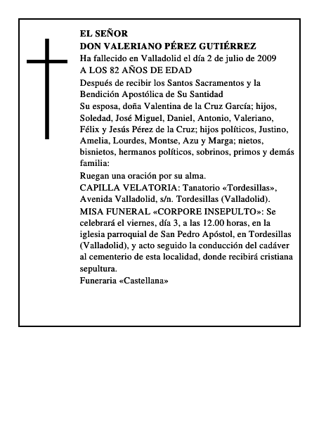 DON VALERIANO PÉREZ GUTIÉRREZ