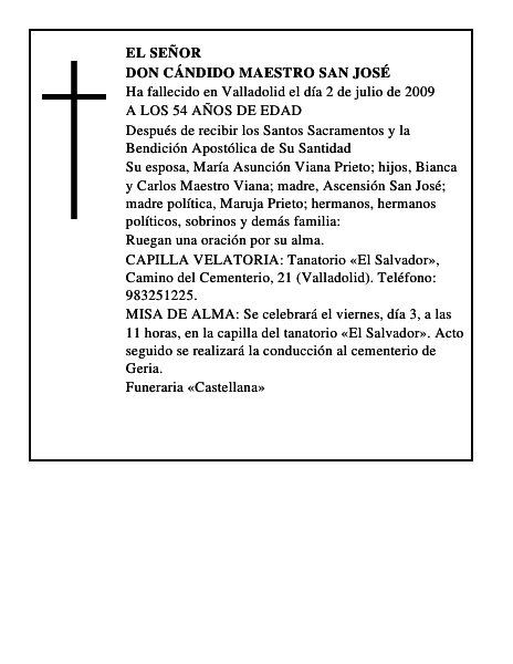 DON CÁNDIDO MAESTRO SAN JOSÉ