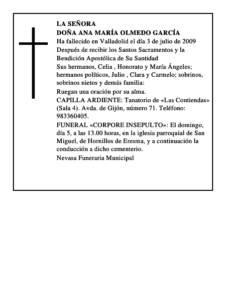 DOÑA ANA MARÍA OLMEDO GARCÍA