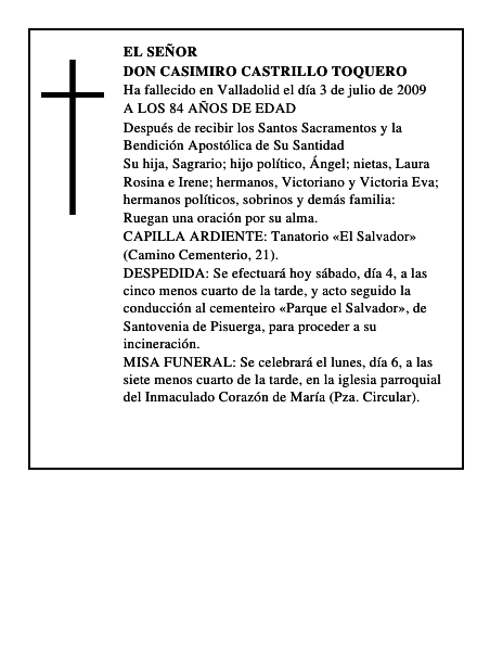 DON CASIMIRO CASTRILLO TOQUERO