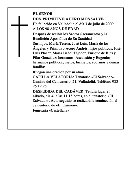 DON PRIMITIVO ACERO MONSALVE