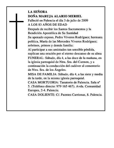 DOÑA MARUJA ALARIO MERIEL