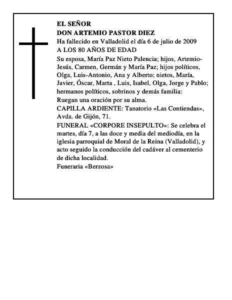DON ARTEMIO PASTOR DIEZ