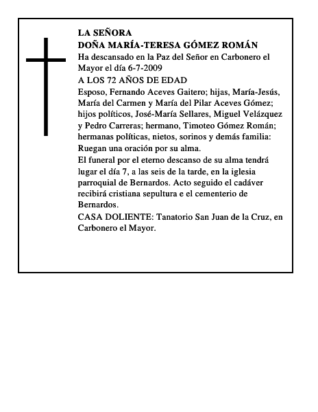 DOÑA MARÍA-TERESA GÓMEZ ROMÁN