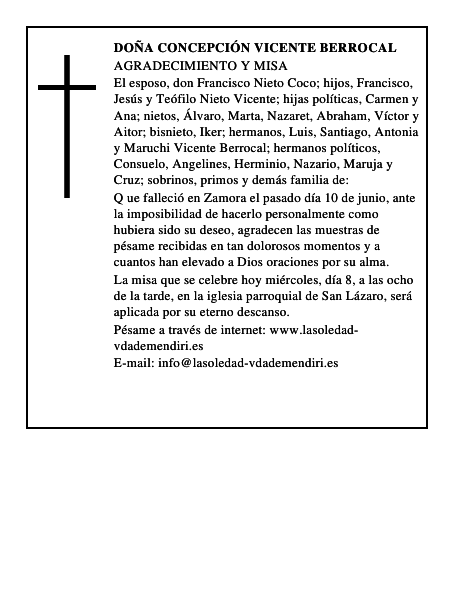 DOÑA CONCEPCIÓN VICENTE BERROCAL