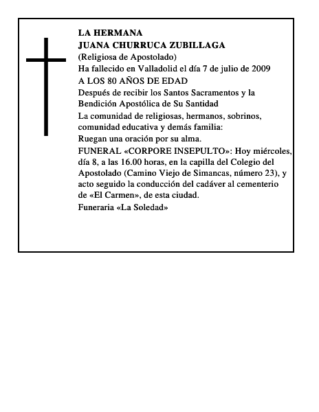 JUANA CHURRUCA ZUBILLAGA