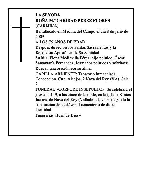 DOÑA M.ª CARIDAD PÉREZ FLORES