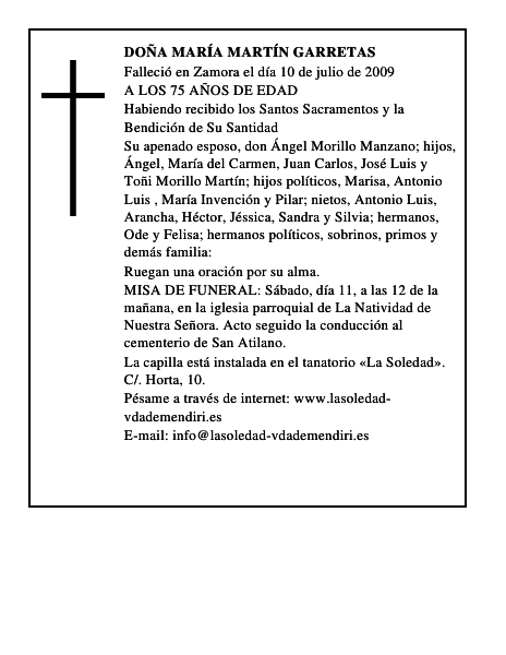 DOÑA MARÍA MARTÍN GARRETAS