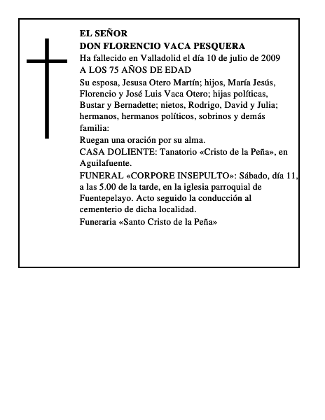 DON FLORENCIO VACA PESQUERA