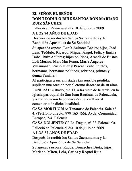 DON TEÓDULO RUIZ SANTOS DON MARIANO RUIZ SÁNCHEZ