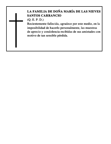 LA FAMILIA DE DOÑA MARÍA DE LAS NIEVES SANTOS CARRANCIO