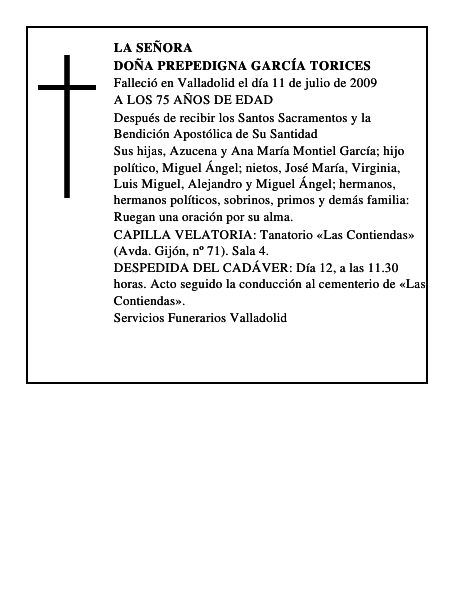 DOÑA PREPEDIGNA GARCÍA TORICES