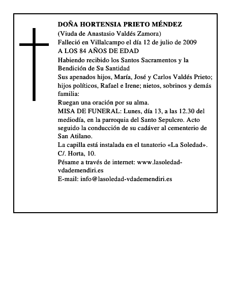 DOÑA HORTENSIA PRIETO MÉNDEZ