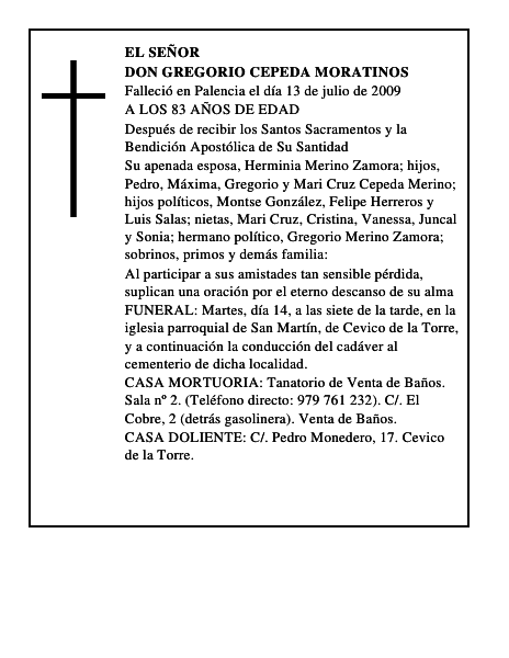DON GREGORIO CEPEDA MORATINOS