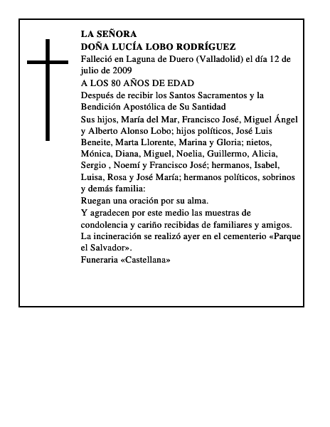 DOÑA LUCÍA LOBO RODRÍGUEZ
