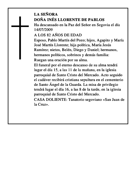 DOÑA INÉS LLORENTE DE PABLOS
