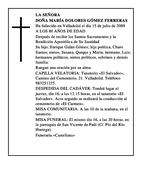 DOÑA MARÍA DOLORES GÓMEZ FERRERAS