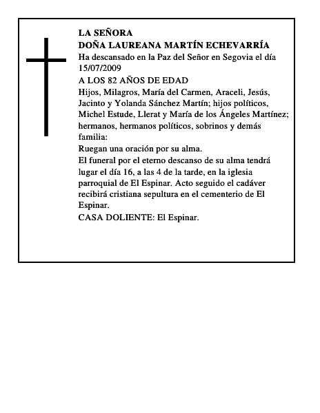 DOÑA LAUREANA MARTÍN ECHEVARRÍA