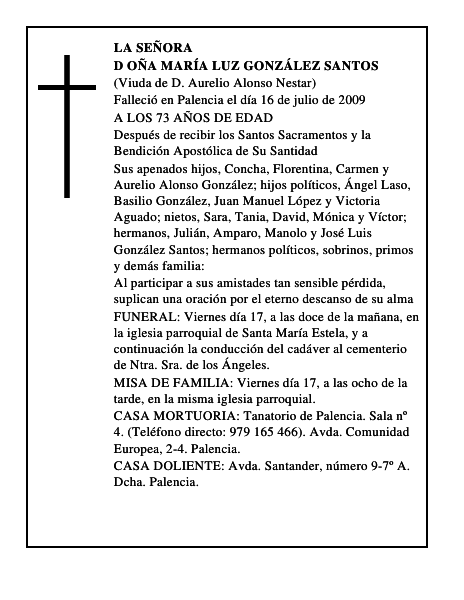 D OÑA MARÍA LUZ GONZÁLEZ SANTOS