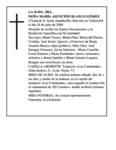 DOÑA MARÍA ASUNCIÓN BLANCO GÓMEZ