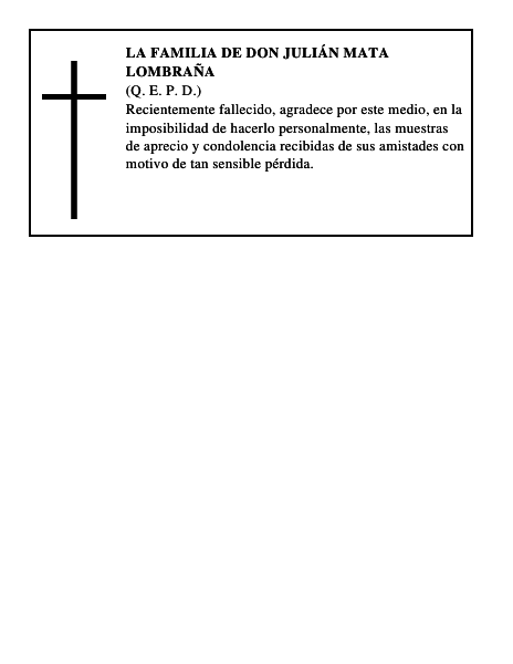 LA FAMILIA DE DON JULIÁN MATA LOMBRAÑA