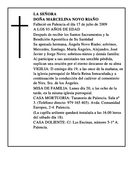 DOÑA MARCELINA NOVO RIAÑO