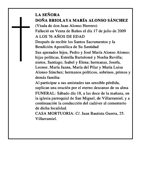 DOÑA BRIOLAYA MARÍA ALONSO SÁNCHEZ
