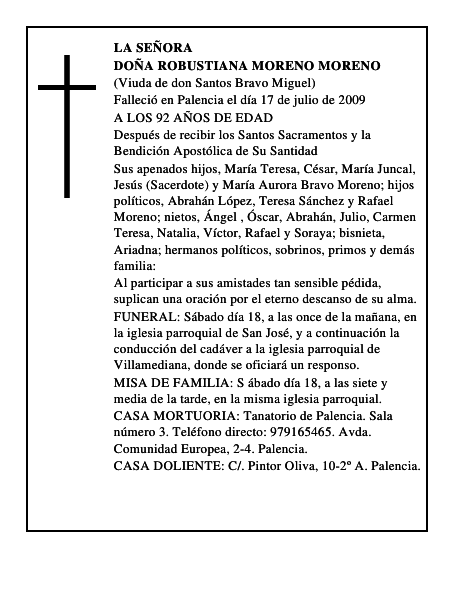 DOÑA ROBUSTIANA MORENO MORENO