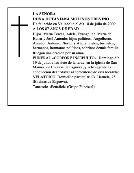 DOÑA OCTAVIANA MOLINOS TREVIÑO