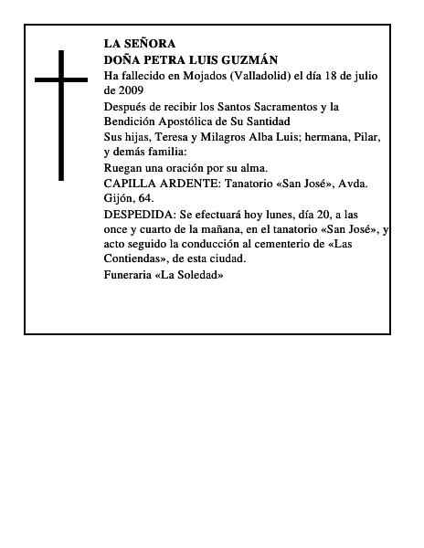 DOÑA PETRA LUIS GUZMÁN