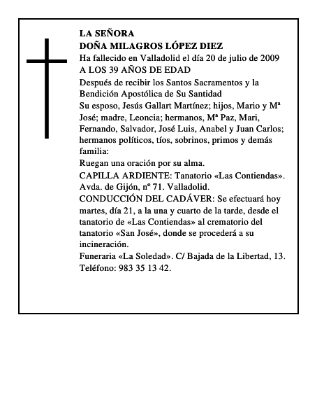 DOÑA MILAGROS LÓPEZ DIEZ