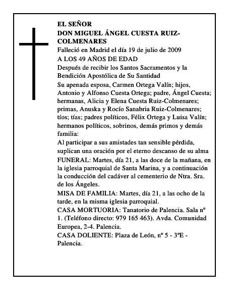 DON MIGUEL ÁNGEL CUESTA RUIZ-COLMENARES