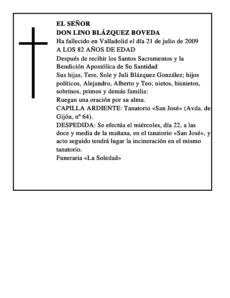 DON LINO BLÁZQUEZ BOVEDA