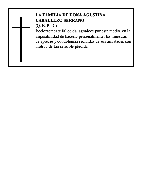 LA FAMILIA DE DOÑA AGUSTINA CABALLERO SERRANO