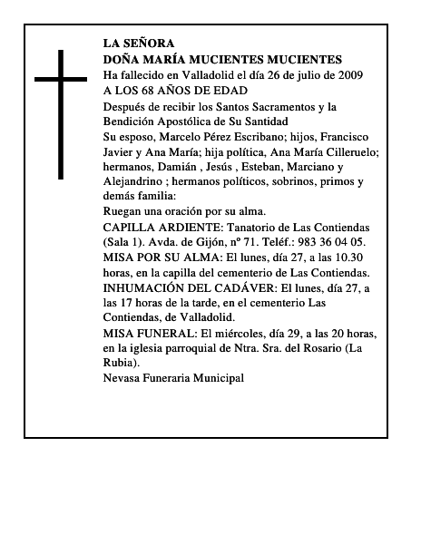 DOÑA MARÍA MUCIENTES MUCIENTES