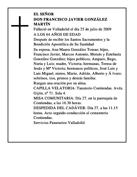 DON FRANCISCO JAVIER GONZÁLEZ MARTÍN