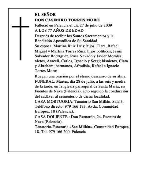 DON CASIMIRO TORRES MORO
