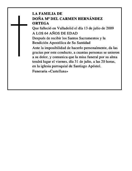 DOÑA Mª DEL CARMEN HERNÁNDEZ ORTEGA