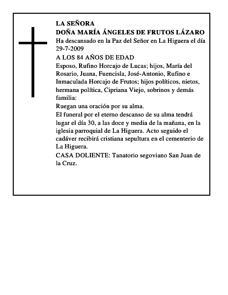 DOÑA MARÍA ÁNGELES DE FRUTOS LÁZARO