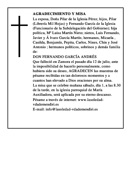 AGRADECIMIENTO Y MISA