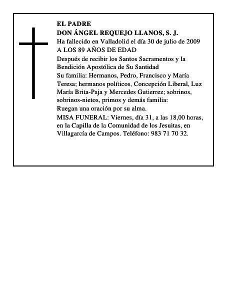 DON ÁNGEL REQUEJO LLANOS, S. J.