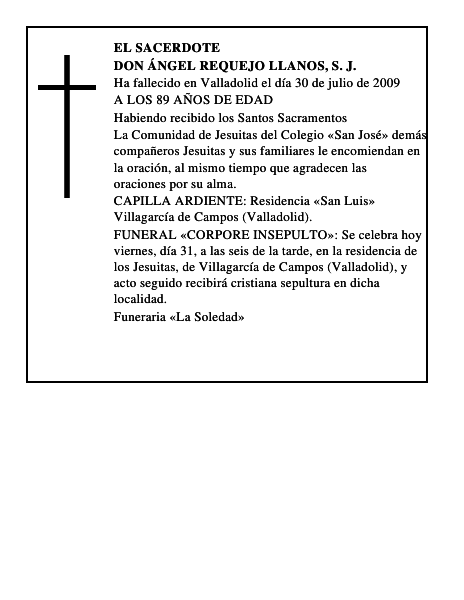 DON ÁNGEL REQUEJO LLANOS, S. J.