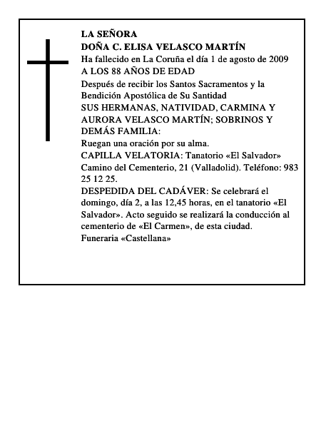 DOÑA C. ELISA VELASCO MARTÍN