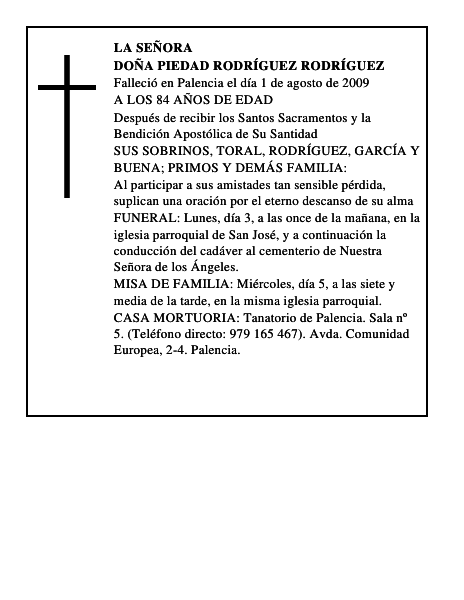 DOÑA PIEDAD RODRÍGUEZ RODRÍGUEZ