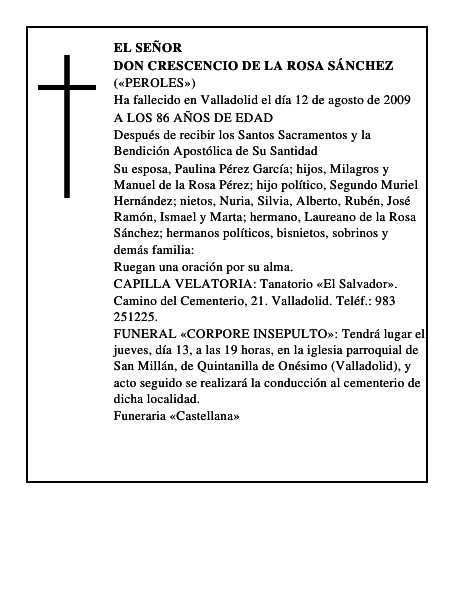 DON CRESCENCIO DE LA ROSA SÁNCHEZ