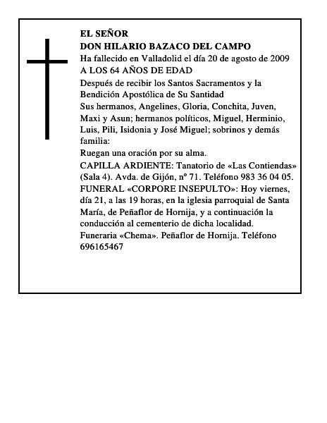 DON HILARIO BAZACO DEL CAMPO