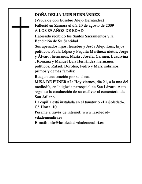 DOÑA DELIA LUIS HERNÁNDEZ