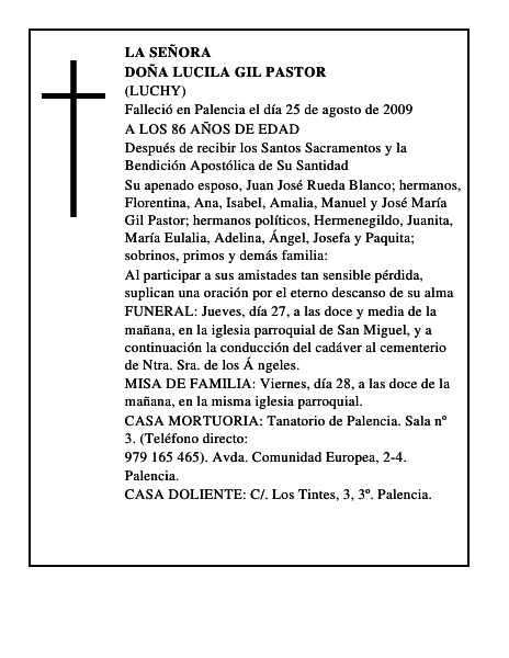 DOÑA LUCILA GIL PASTOR