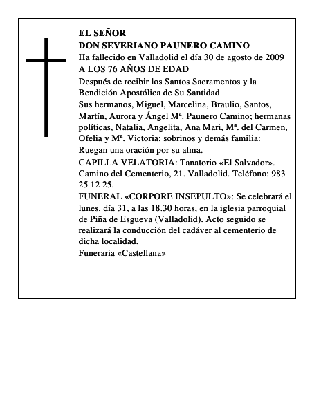 DON SEVERIANO PAUNERO CAMINO