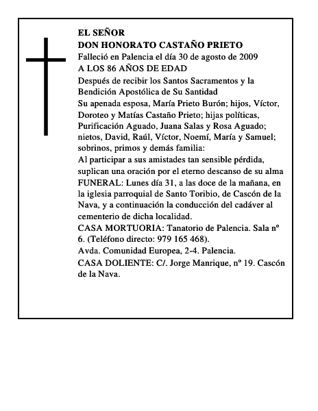 DON HONORATO CASTAÑO PRIETO